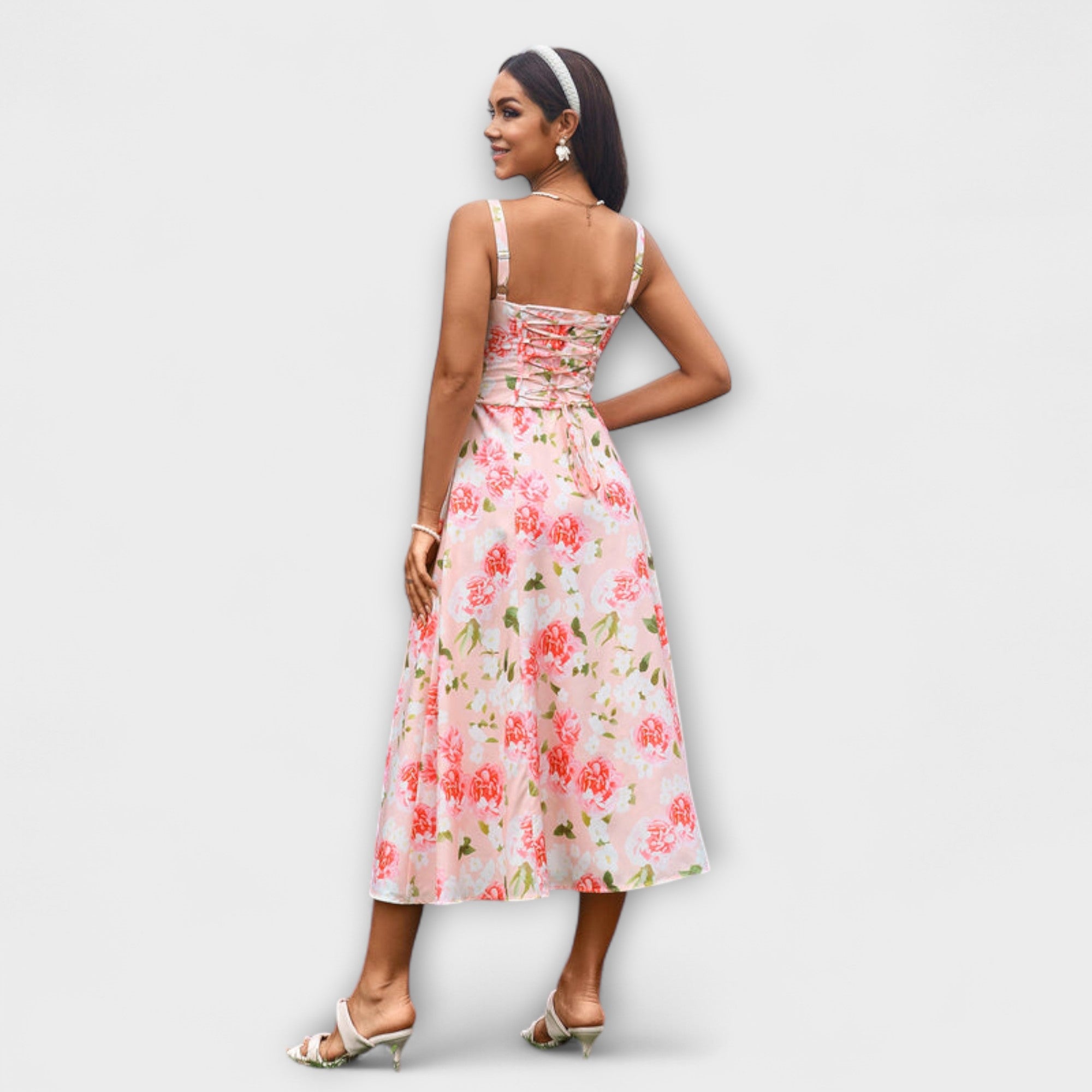 Naděje - Růžový top šaty s detailem rozparku