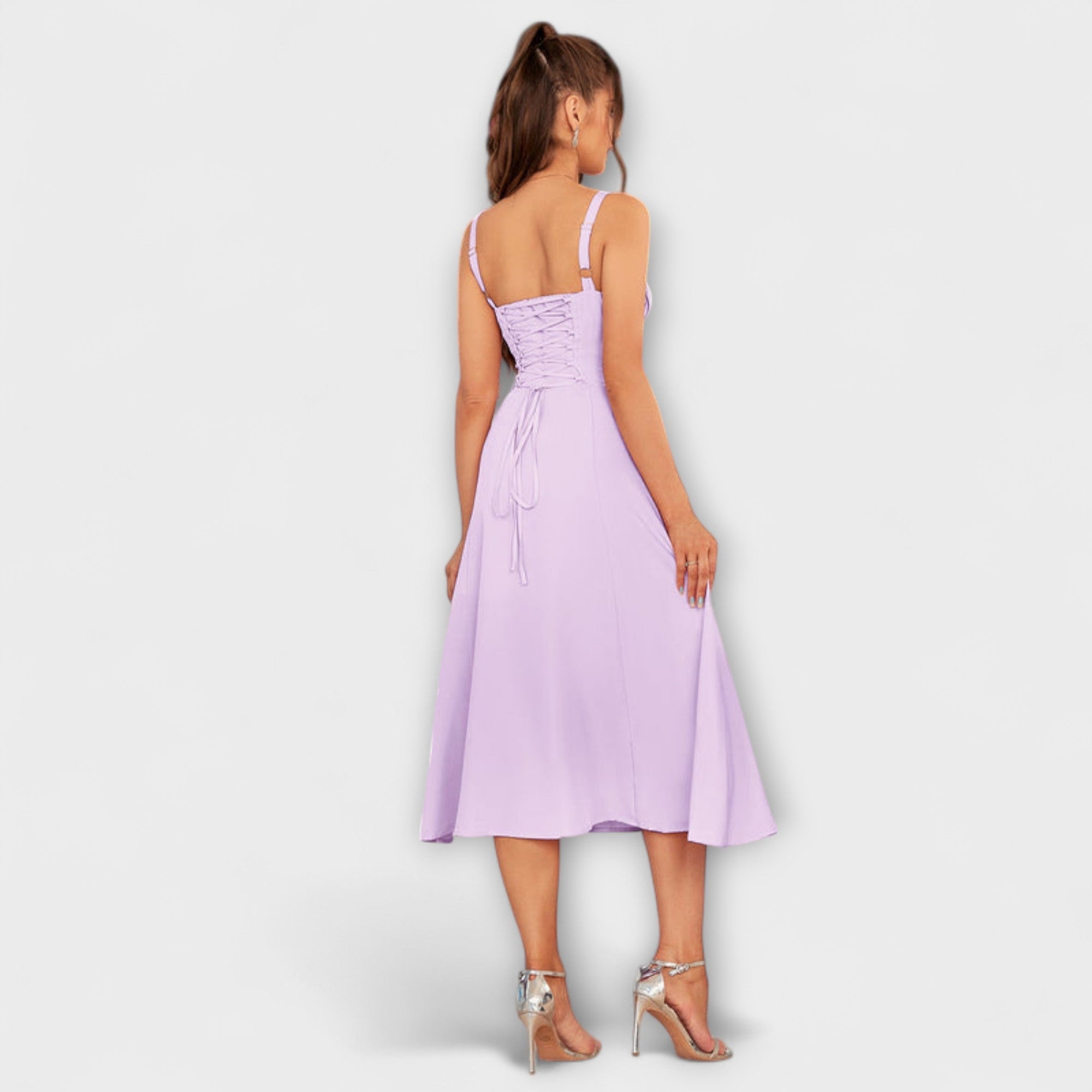 Naděje - Růžový top šaty s detailem rozparku